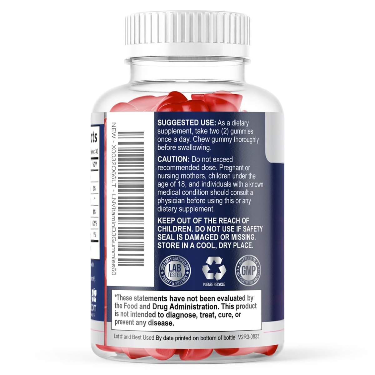Vitamin D3 Gummis 125 mcg (5000 IE) pro Portion - 3-fache Stärke Immununterstützung & Knochenunterstützung, Vitamin-D-Gummi-Nahrungsergänzungsmittel, Nature's Berry D Vitaminpräparat, Himbeergeschmack - 60 Gummis