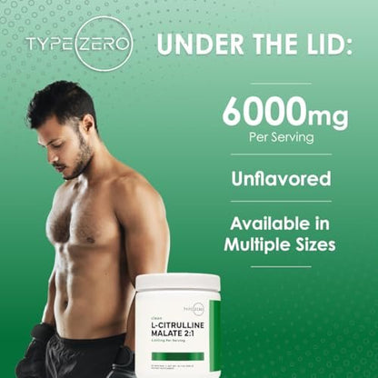 Type Zero L-Citrullin-Malat-Pulver 2:1 6X (300g | 6000 mg pro Portion | ungewürzt) – Ultra-reines L-Citrullin, Stickstoffmonoxid-Booster, Pre-Workout – Vasodilatator-Supplement