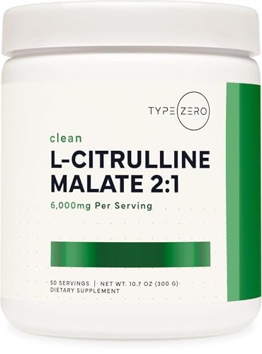 Type Zero L-Citrullin-Malat-Pulver 2:1 6X (300g | 6000 mg pro Portion | ungewürzt) – Ultra-reines L-Citrullin, Stickstoffmonoxid-Booster, Pre-Workout – Vasodilatator-Supplement