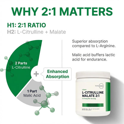 Type Zero L-Citrullin-Malat-Pulver 2:1 6X (300g | 6000 mg pro Portion | ungewürzt) – Ultra-reines L-Citrullin, Stickstoffmonoxid-Booster, Pre-Workout – Vasodilatator-Supplement