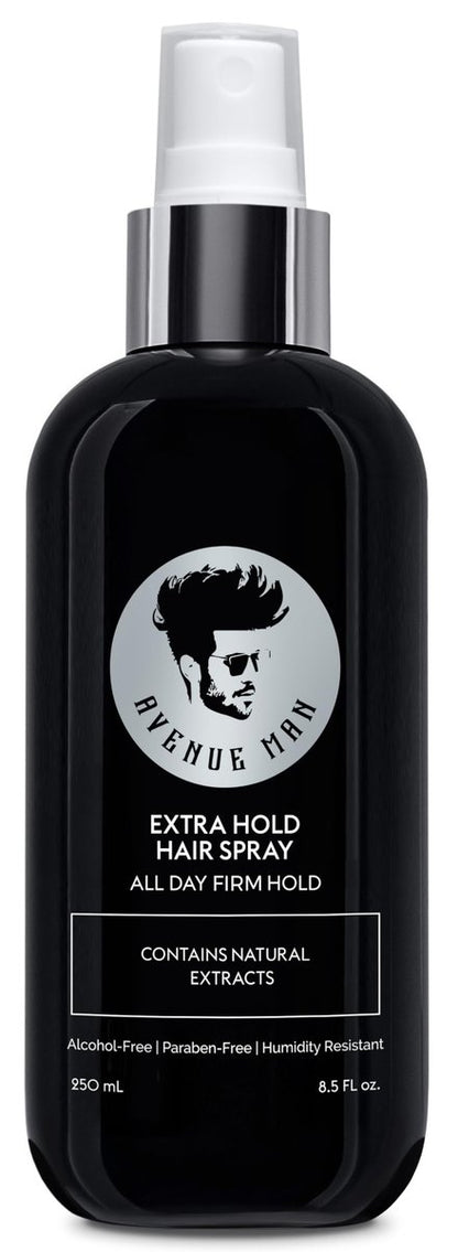 Avenue Man Haarspray für Männer - Premium Herren Haarspray mit extra starkem Halt - Frizz-Kontrolle, feuchtigkeitsbeständig & parabenfrei - Extra starker Halt - Nicht-Aerosol Formel - Für alle Haartypen (250 ml)