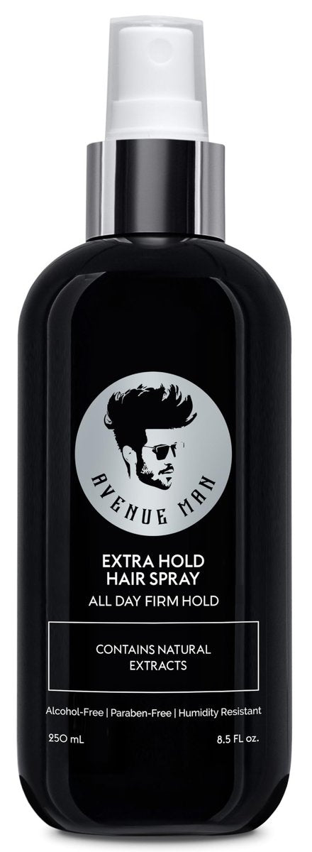 Avenue Man Haarspray für Männer - Premium Herren Haarspray mit extra starkem Halt - Frizz-Kontrolle, feuchtigkeitsbeständig & parabenfrei - Extra starker Halt - Nicht-Aerosol Formel - Für alle Haartypen (250 ml)