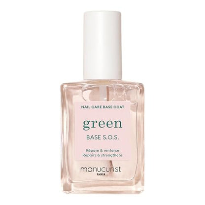 MANUCURIST S.O.S. Base Coat – Nagelhärter mit Vitamin C und B5 – Repariert und stärkt sehr geschädigte Nägel – Vegan, bis zu 78 % pflanzlich – 0,5 fl oz