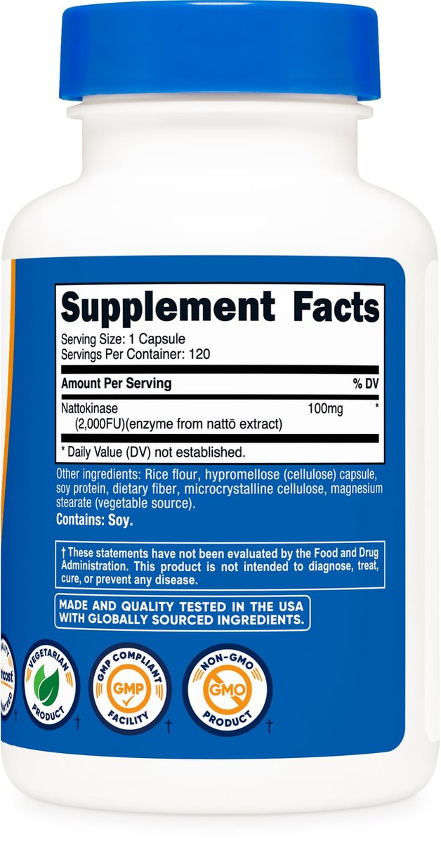 Nutricost Nattokinase 2.000FU, 120 Kapseln – Glutenfrei, Nicht-GVO, Vegetariergeeignet