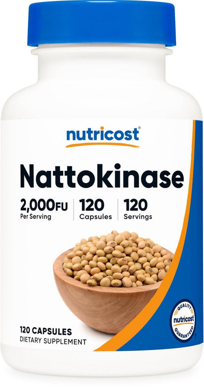 Nutricost Nattokinase 2.000FU, 120 Kapseln – Glutenfrei, Nicht-GVO, Vegetariergeeignet