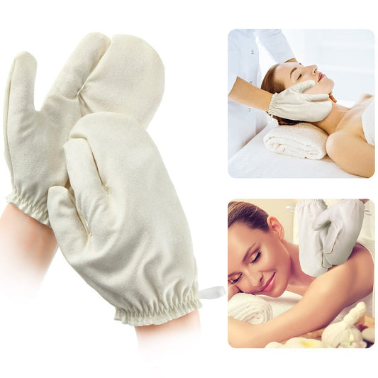 Leelosp 2er-Pack Rohseide-Garshana-Handschuhe – Ayurvedische Massagehandschuhe, Trockenbürsten-Handschuhe, Peeling-Handschuhe für die Dusche, Körperpeeling für Frauen
