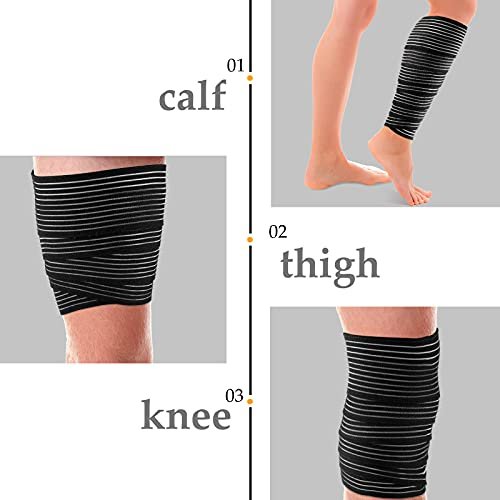 Syhood Kompressionsbandagen für Beine, Elastische Kälte-Kompressionshülse Knöchelstütze, Verstellbare Plusgröße für Männer und Frauen zur Stabilisierung von Bändern, Gelenkschmerzen, Sport (2 Stück, 180 cm)