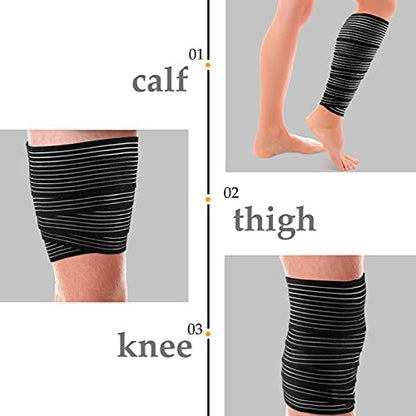 Syhood Kompressionsbandagen für Beine, Elastische Kälte-Kompressionshülse Knöchelstütze, Verstellbare Plusgröße für Männer und Frauen zur Stabilisierung von Bändern, Gelenkschmerzen, Sport (2 Stück, 180 cm)