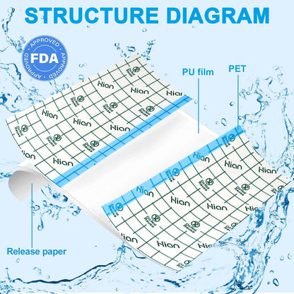 Hion Tattoo Aftercare Waterproof Bandage – 50 Stück transparente Folienverbände 15x15 cm, Second Skin für Tattoo-Pflege, Schwimmen und Duschen
