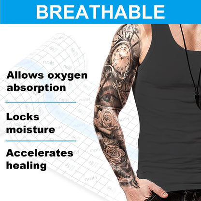 Hion Tattoo-Nachsorge-Wasserdichte Bandage – Transparente Folie 4 Zoll x 11 Yard, Zweite Haut für Schwimmen und Duschen