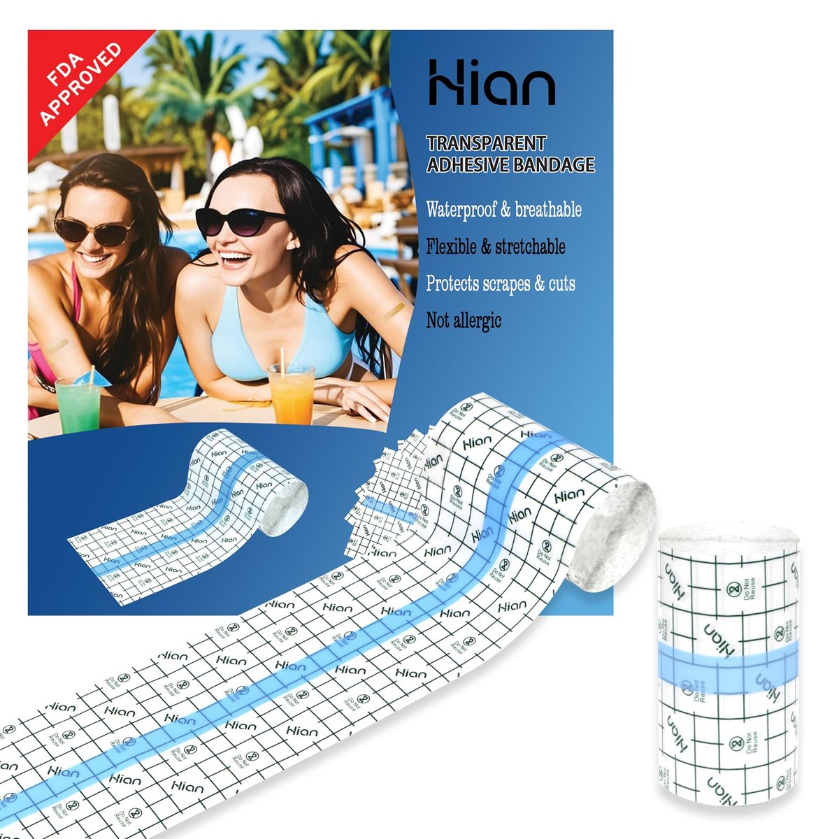 Hion Tattoo-Nachsorge-Wasserdichte Bandage – Transparente Folie 4 Zoll x 11 Yard, Zweite Haut für Schwimmen und Duschen