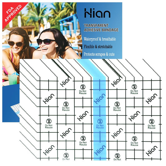 Hion Wundverband 50 vorgestanzte Folien 6 x 4 Zoll – Zweite Haut Tattoo Abdeckband, wasserdichte Wundauflage zum Schwimmen und Duschen