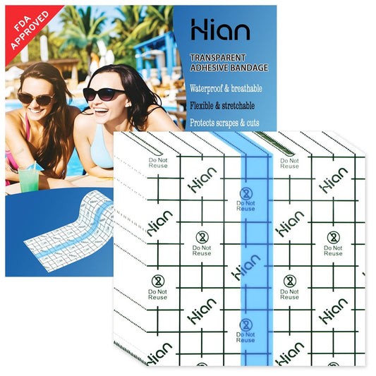 Hion Tattoo Aftercare wasserdichte Bandage (FDA-zugelassen) – Transparente Folienabdeckung, 50 vorgeschnittene Blätter, 10 x 10 cm, Second Skin Klebeband für Tätowierungen, Wundabdeckung zum Schwimmen und Duschen