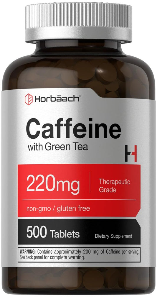 Horbäach Koffein Tabletten 220 mg mit Grüntee-Extrakt | 500 Tabletten | Vegetarisch, Non-GMO & Glutenfrei