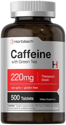 Horbäach Koffein Tabletten 220 mg mit Grüntee-Extrakt | 500 Tabletten | Vegetarisch, Non-GMO & Glutenfrei