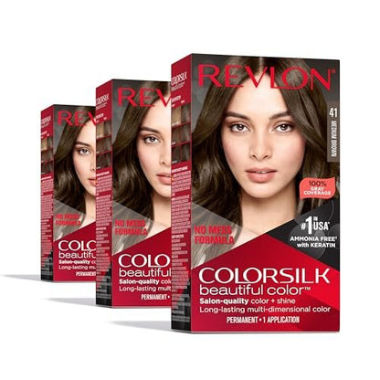 Revlon Colorsilk Permanent Haarfarbe 41 Mittelbraun (Packung mit 3) – 4,4 fl oz