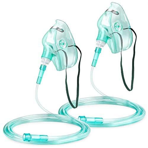 ANSNF Sauerstoffmaske für Erwachsene – 2er-Pack mit 2 m Schlauch und verstellbarem elastischem Band – Größe M – Ohne Becher
