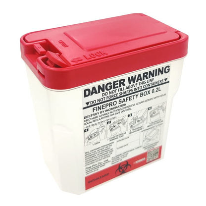 FINEPRO 0,2L Portable Nadelentsorgungsbehälter für Diabetiker – Set mit 3 Stück (Rot/Durchsichtig)