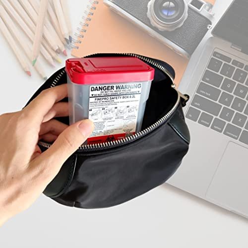 FINEPRO 0,2L Portable Nadelentsorgungsbehälter für Diabetiker – Set mit 3 Stück (Rot/Durchsichtig)