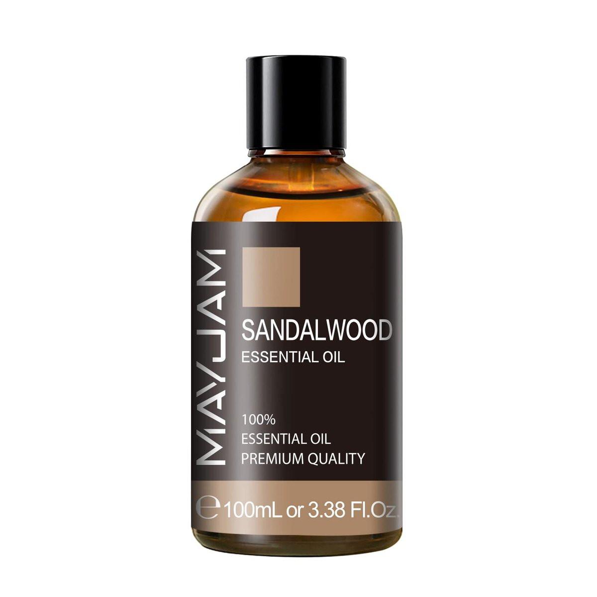 Sandelholz Ätherisches Öl, 100 ml Reines Sandelholzöl von MAYJAM, Großvolumig, Perfekt für Aromatherapie-Diffuser, Ideal für DIY-Kerzen- und Seifenherstellung