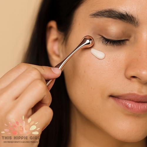 Rosegoldener Augencreme-Applikator für geschwollene Augen, dunkle Augenringe, Tränensäcke, feine Linien | Augencreme-Massagestab | Kühlender Metall-Augenstab | Premium-Zinklegierung Hautpflege-Werkzeug für die Augen