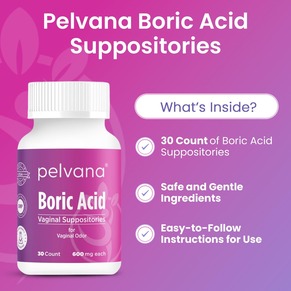 Pelvana Borsäure-Zäpfchen für Frauen - 600 mg - 30 Stück - Intimpflege & Vaginalgeruch