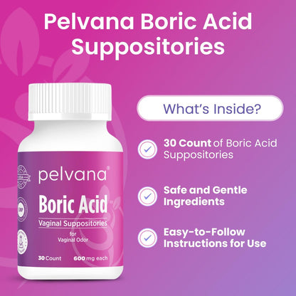 Pelvana Borsäure-Zäpfchen für Frauen - 600 mg - 30 Stück - Intimpflege & Vaginalgeruch