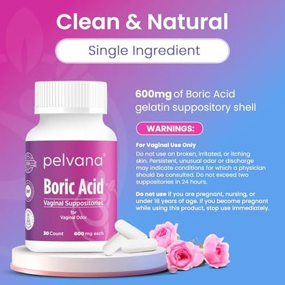 Pelvana Borsäure-Zäpfchen für Frauen - 600 mg - 30 Stück - Intimpflege & Vaginalgeruch