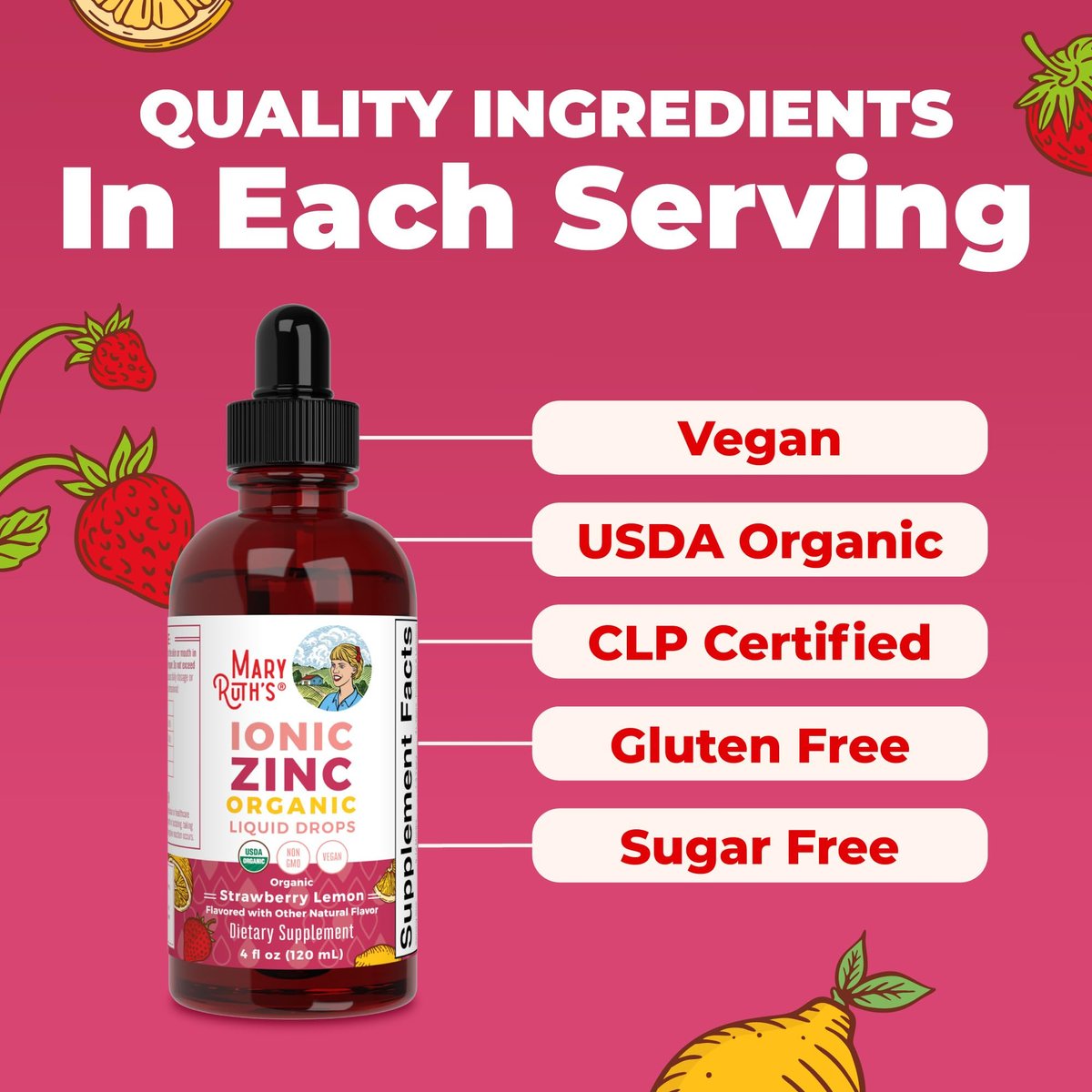 MaryRuth's Bioaktives flüssiges Zink für Kinder und Erwachsene – Immunsystem-Unterstützung, Hautgesundheit, Antioxidans, Vegan, Ohne Zucker, Glutenfrei, 118 ml