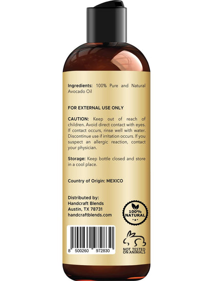 Handcraft Blends Avocado Oil – Kaltgepresst, 237 ml – 100% reines und natürliches Trägeröl für Haut und Haar – Hexanfrei