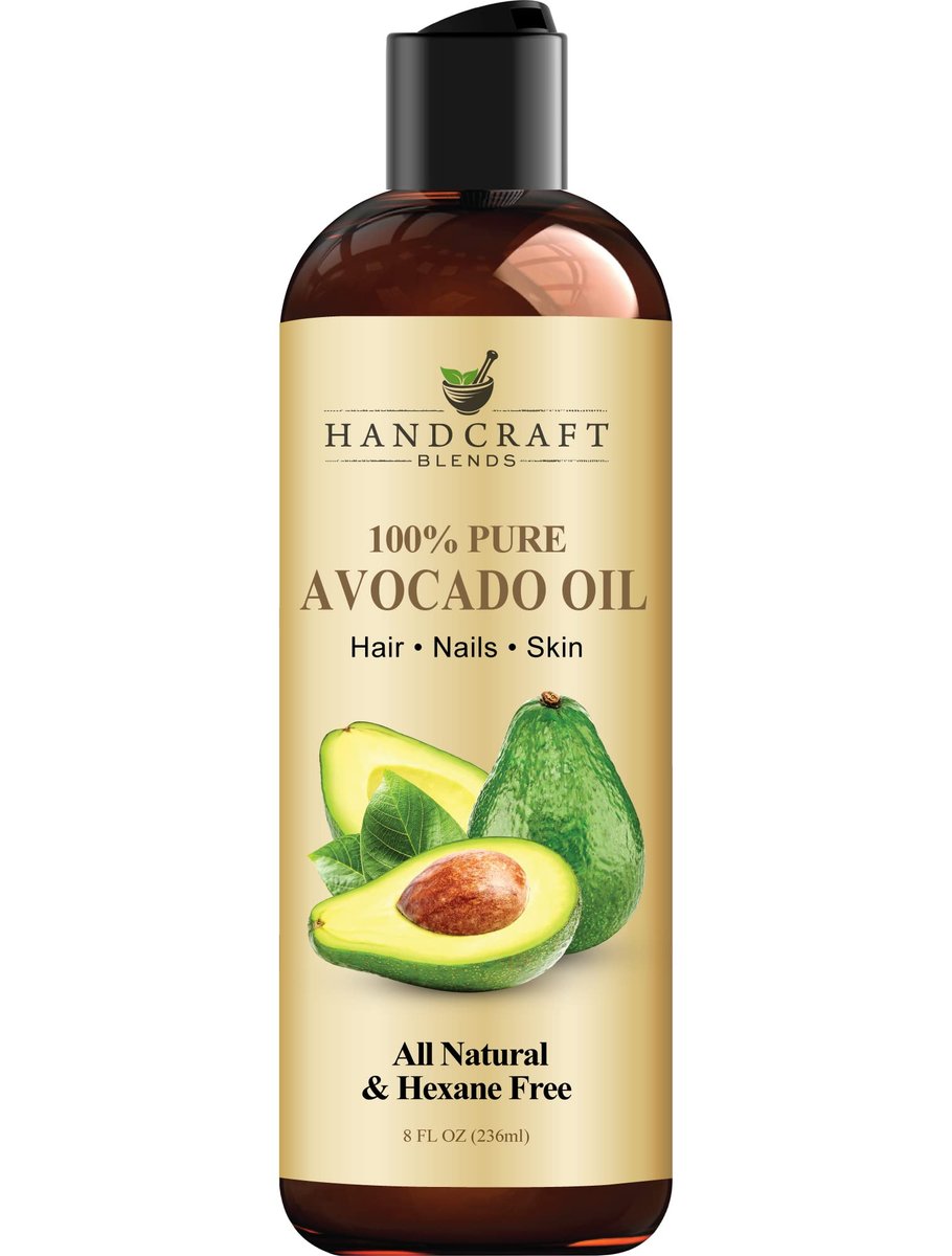 Handcraft Blends Avocado Oil – Kaltgepresst, 237 ml – 100% reines und natürliches Trägeröl für Haut und Haar – Hexanfrei