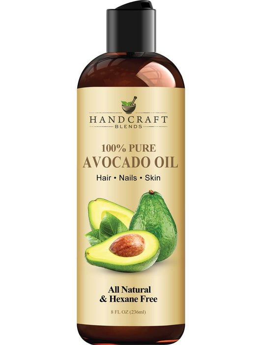 Handcraft Blends Avocado Oil – Kaltgepresst, 237 ml – 100% reines und natürliches Trägeröl für Haut und Haar – Hexanfrei