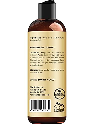 Handcraft Blends Avocado Oil – Kaltgepresst, 237 ml – 100% reines und natürliches Trägeröl für Haut und Haar – Hexanfrei