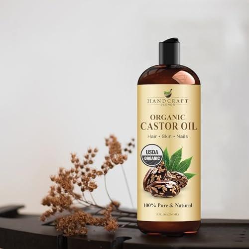 Handcraft Blends Bio Rizinusöl 240 ml | 100 % rein und natürlich | Premium Trägeröl für Haar, Wimpern und Augenbrauen | Kaltgepresst | Hexanfrei