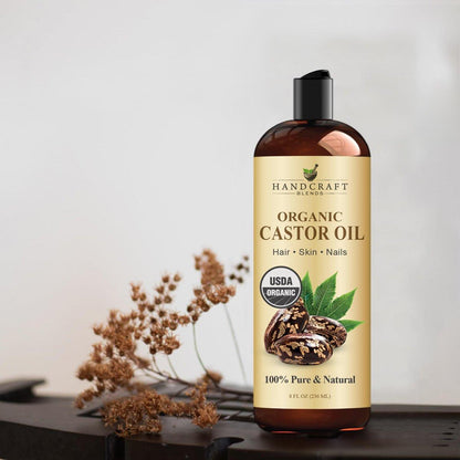 Handcraft Blends Bio Rizinusöl 240 ml | 100 % rein und natürlich | Premium Trägeröl für Haar, Wimpern und Augenbrauen | Kaltgepresst | Hexanfrei