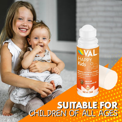 VAL Magnesium Roll-On für Kinder | Sanftes Zechstein Magnesiumchlorid | Entspannung für Tag und Nacht | Beruhigung & Stimmungsunterstützung | mit Kamille, Sheabutter & ätherischen Ölen | Hergestellt in den USA | 89 ml