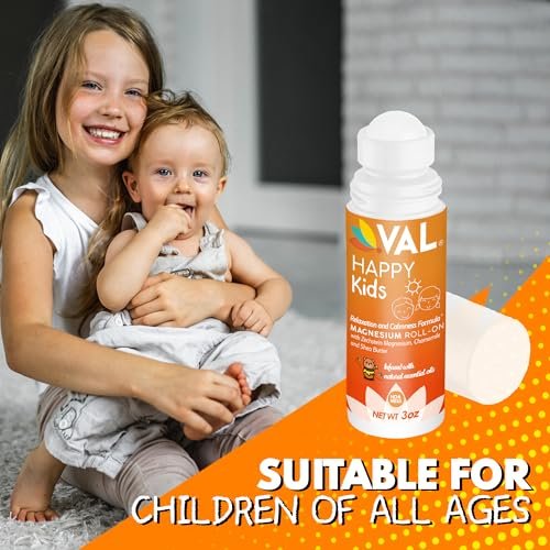 VAL Magnesium Roll-On für Kinder | Sanftes Zechstein Magnesiumchlorid | Entspannung für Tag und Nacht | Beruhigung & Stimmungsunterstützung | mit Kamille, Sheabutter & ätherischen Ölen | Hergestellt in den USA | 89 ml