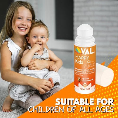 VAL Magnesium Roll-On für Kinder | Sanftes Zechstein Magnesiumchlorid | Entspannung für Tag und Nacht | Beruhigung & Stimmungsunterstützung | mit Kamille, Sheabutter & ätherischen Ölen | Hergestellt in den USA | 89 ml