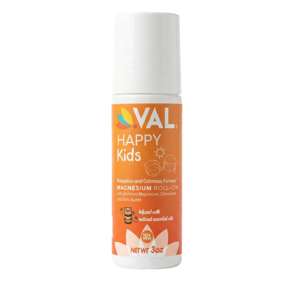 VAL Magnesium Roll-On für Kinder | Sanftes Zechstein Magnesiumchlorid | Entspannung für Tag und Nacht | Beruhigung & Stimmungsunterstützung | mit Kamille, Sheabutter & ätherischen Ölen | Hergestellt in den USA | 89 ml