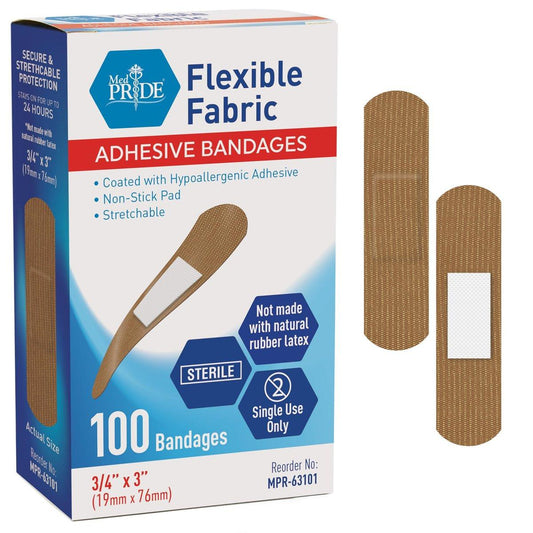 MED PRIDE Hypoallergene Pflaster für empfindliche Haut, Latex- & Gummifrei, nicht haftendes Pad, steril, einzeln verpackt (3/4'' x 3'' - 100 Stück)