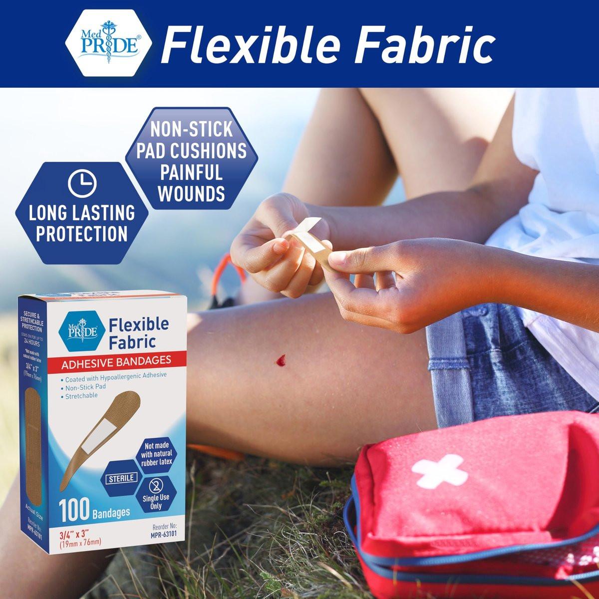 MED PRIDE Hypoallergene Pflaster für empfindliche Haut, Latex- & Gummifrei, nicht haftendes Pad, steril, einzeln verpackt (3/4'' x 3'' - 100 Stück)