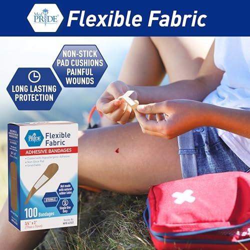 MED PRIDE Hypoallergene Pflaster für empfindliche Haut, Latex- & Gummifrei, nicht haftendes Pad, steril, einzeln verpackt (3/4'' x 3'' - 100 Stück)