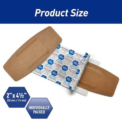 MED PRIDE Sterile Hypoallergene Stoff-Pflaster, latexfrei, einzeln verpackt, flexibel und atmungsaktiv (2” x 4,5'' - 50 Stück)