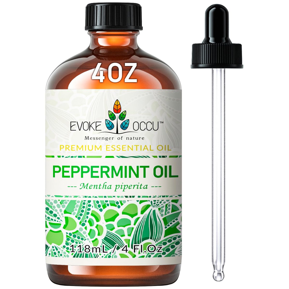 EVOKE OCCU Pfefferminzöl 118 ml – 100% reines und natürliches ätherisches Öl für Aromatherapie, Diffuser, Haare, Haut und Massage