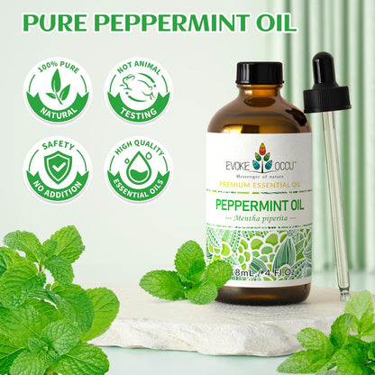EVOKE OCCU Pfefferminzöl 118 ml – 100% reines und natürliches ätherisches Öl für Aromatherapie, Diffuser, Haare, Haut und Massage