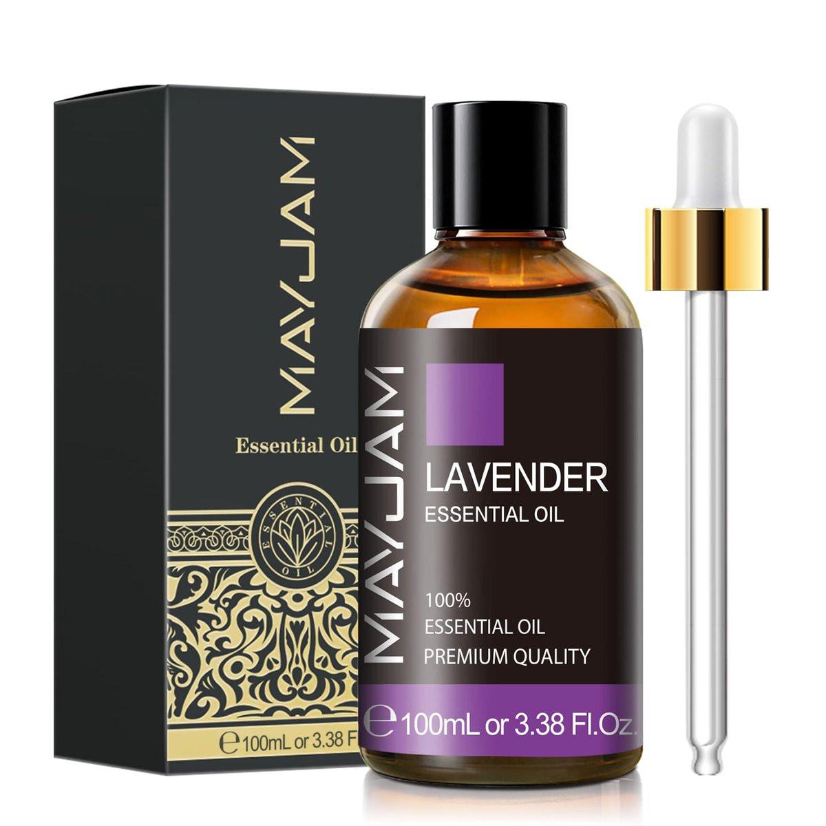 Lavendel Ätherisches Öl 100ml – MAYJAM Reines Lavendelöl für Diffuser, Massage, Seifen- und Kerzenherstellung – Große 3,38 Flaschen