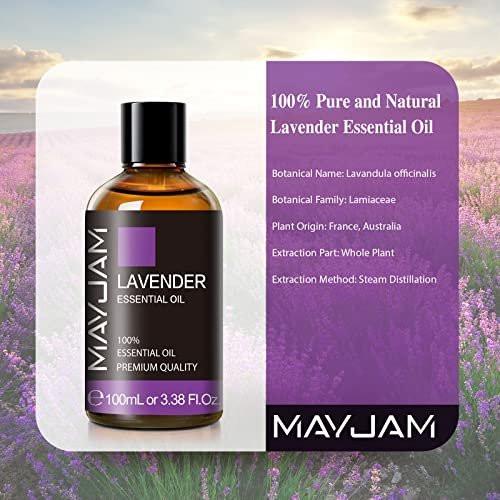 Lavendel Ätherisches Öl 100ml – MAYJAM Reines Lavendelöl für Diffuser, Massage, Seifen- und Kerzenherstellung – Große 3,38 Flaschen