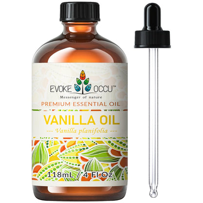 EVOKE OCCU Vanille Ätherisches Öl – 118 ml – für Entspannung im Home Office, Wohnzimmer, Diffuser, Kerzen, Seife
