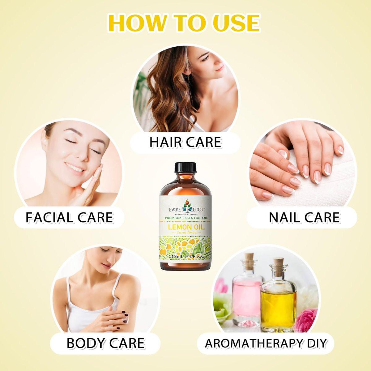 EVOKE OCCU Zitronen-Ätherisches Öl für reinigende Haut, Diffuser, Massage - 118 ml
