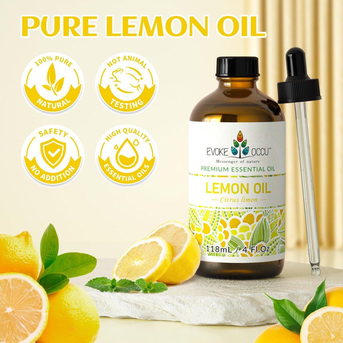 EVOKE OCCU Zitronen-Ätherisches Öl für reinigende Haut, Diffuser, Massage - 118 ml